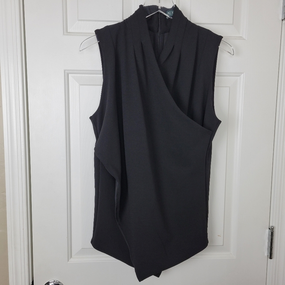 Lauren Ralph Lauren Tops - Lauren Ralph Lauren Black Sleeveless Faux Wrap Top Size Large